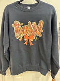 Thanksgiving Sweatshirt Black Thankful with Orange Bow Size Medium