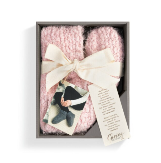 Demdaco Giving Slipper Booties Pink Small 5-6