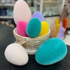 180 DEGREES FLOCKED EASTER EGGS BRIGHT YELLOW 6.5"