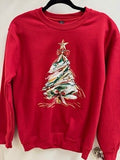 Christmas Sweatshirt Red Sweatshirt with Christmas Tree Size Small