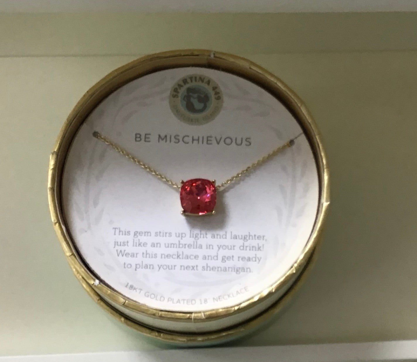 SPARTINA NECKLACE 18” DIAMOND STONE MISCHIEVOUS PINK
