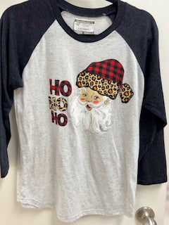 Christmas HO HO HO Santa 3/4 sleeve SMALL