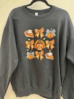 Thanksgiving Sweatshirt Black Grid Size Large