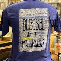 Matthew 5:9 Blessed Are The Peacemakers Mens Image on the Back Size Small