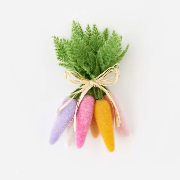 FLOCKED COLORED CARROT CLUSTER OF 6