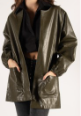 FAUX LEATHER BILLOWY SLEEVE JACKET ROSETTE AND OLIVE XS/S