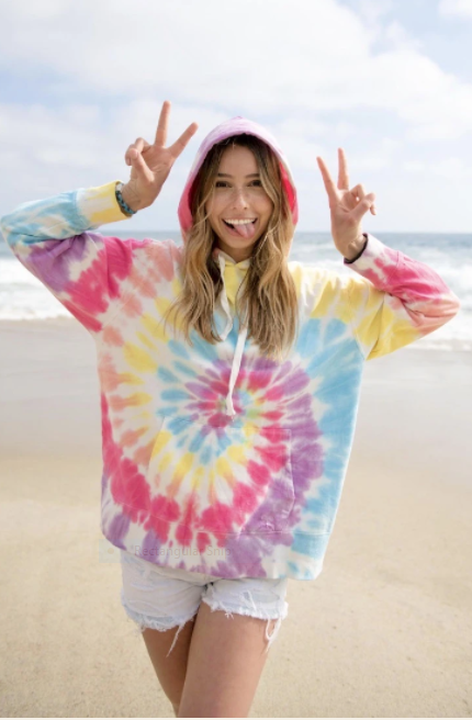 Ivory Ella Rainbow Oversized Fit Tie Dye Hoodie