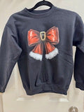 Christmas Black Santa Bow Youth Medium Sweatshirt