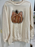 Thanksgiving Sweatshirt Cream with Pumpkin and Words of Affirmation Size Large