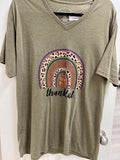 Fall Thankful V-Neck T-Shirt Jane Marie X-LARGE