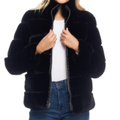 Fabulous Fur Black Faux Fur Uptown Mink Jacket Medium Length 33"
