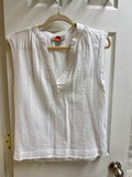 Waffle V-Neck White Top LARGE