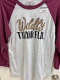 Fall Wildly Thankful 3/4 sleeve Shirt- MEDIUM